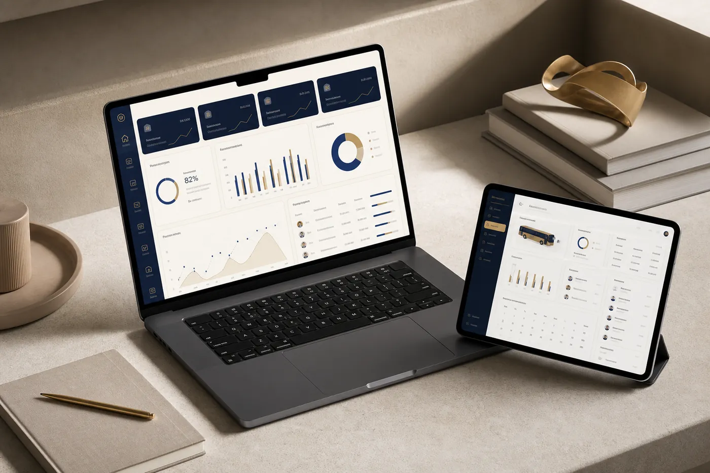 SchoolWheels AI dashboard presented on a laptop and tablet